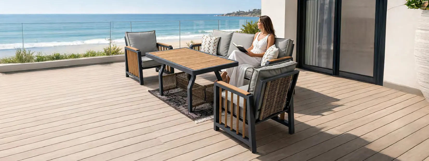 Orkide lounge set on a wooden seaside terrace